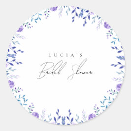サンプル パープル フローラル ガーデン ブライダル シャワー ラウンドシール