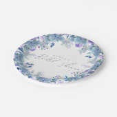 サンプル パープル フローラル ガーデン ブルー ブライダル シャワー ペーパープレート (アングル)