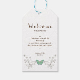 サンプル フラワーとバタフライ ウェルカム ギフトタグ
