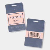 サンプルDry Navy Blueバーコードビジターカード バッジ (正面＆裏面)