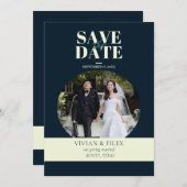 サンプルNavy写真の保存日付 招待状 (正面/裏面)