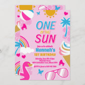 サンプールパーティー誕生日女の子の夏 招待状 (正面/裏面)
