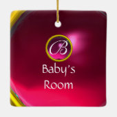 サンベリーナピンクルビーハートモノグラムドアハンガー セラミックオーナメント (裏面)