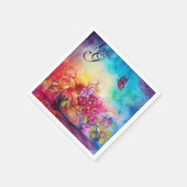 サンベリーナ、フラワーバスケット及びバタフライモノグラム スタンダードカクテルナプキン (角)