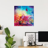 サンベリーナ、花籠および蝶 ポスター (ホームオフィス)