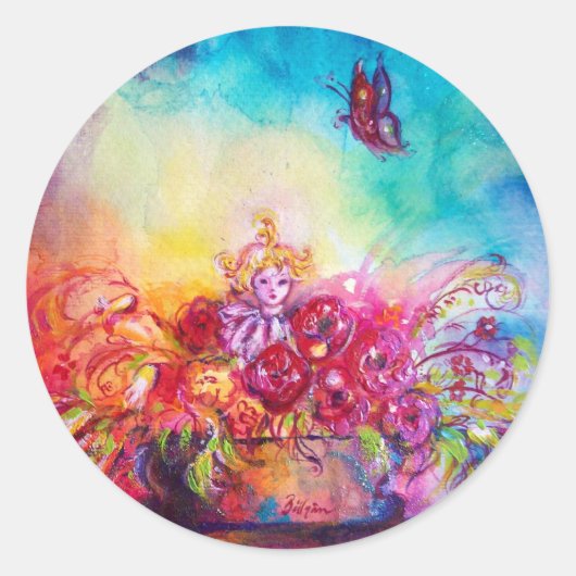 サンベリーナ、花籠および蝶 ラウンドシール (正面)