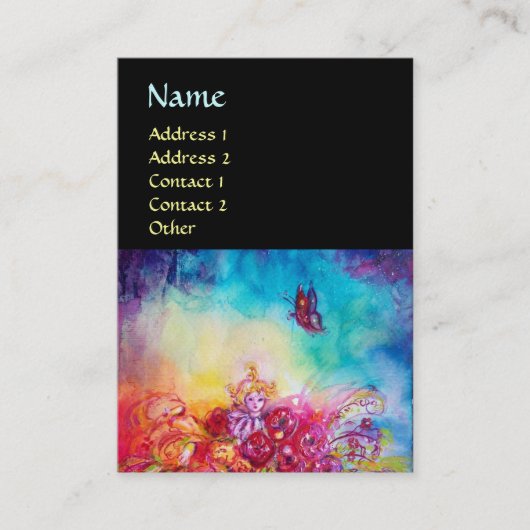 サンベリーナ、花籠および蝶 名刺 (正面)