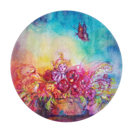 サンベリーナ、花籠と蝶 カッティングボード (正面)