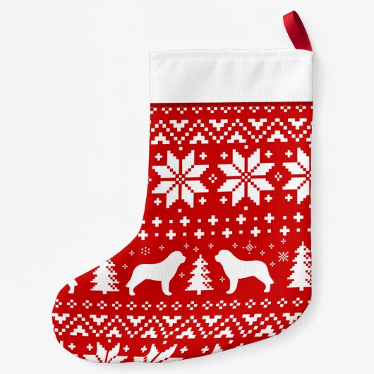 サンベルナルシルエット赤と白パターン スモールクリスマスストッキング (裏面)