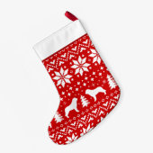 サンベルナルシルエット赤と白パターン スモールクリスマスストッキング (裏面 (吊り時))