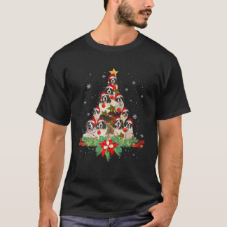サンベルナルドクリスマスツリー犬のオーナーギフト Tシャツ