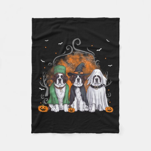 サンベルナルドグハロウィーン幽霊費 フリースブランケット (正面)