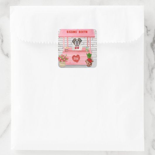 サンベルナルドグバレンタインデーキスをするブース スクエアシール (バッグ)