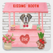 サンベルナルドグバレンタインデーキスをするブース スクエアシール (正面)