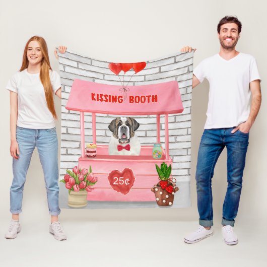 サンベルナルドグバレンタインデーキスをするブース フリースブランケット (インサイチュ)