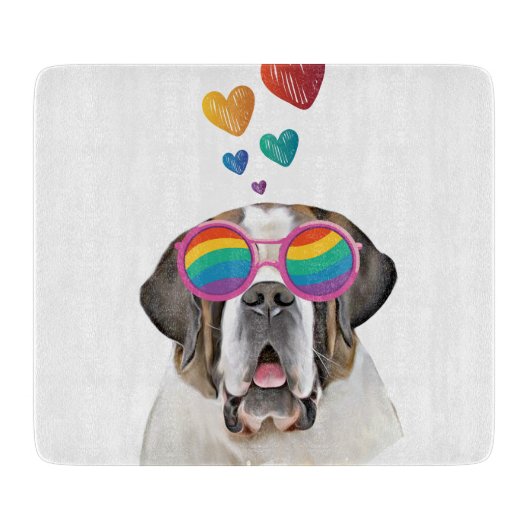 サンベルナルドッグとハートバレンタインデー カッティングボード (正面)