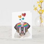 サンベルナルドッグとハートバレンタインデー カード (黄色い花)