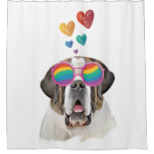 サンベルナルドッグとハートバレンタインデー シャワーカーテン (正面)