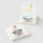 サンベルナルドッグとハートバレンタインデー ストーンコースター (横)