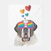 サンベルナルドッグとハートバレンタインデー フリースブランケット (正面)