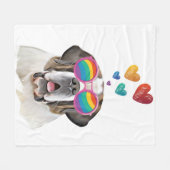 サンベルナルドッグとハートバレンタインデー フリースブランケット (正面(横))