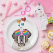 サンベルナルドッグとハートバレンタインデー ペーパープレート (パーティー)