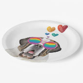 サンベルナルドッグとハートバレンタインデー ペーパープレート (アングル)