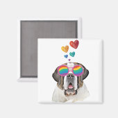 サンベルナルドッグとハートバレンタインデー マグネット (正面/裏面)