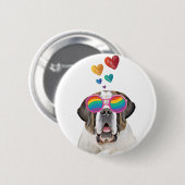 サンベルナルドッグとハートバレンタインデー 缶バッジ (正面&裏面)