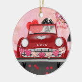 サンベルナルドッグカーとハートバレンタイン セラミックオーナメント (左)