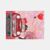 サンベルナルドッグカーとハートバレンタイン フリースブランケット (正面(横))