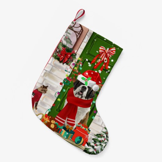 サンベルナルドッグクリスマス スモールクリスマスストッキング (正面 (吊り時))