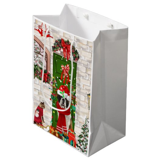 サンベルナルドッグクリスマス ミディアムペーパーバッグ (正面アングル)