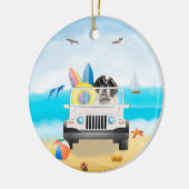 サンベルナルドッグドライビングオンビーチ セラミックオーナメント (左)