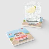 サンベルナルドッグバレンタインズデイトラックハート ストーンコースター (横)