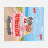 サンベルナルドッグバレンタインデートラックシャワー フリースブランケット (正面(横))