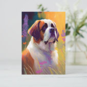 サンベルナルドッグポートレート絵を描ズペット サンキューカード (スタンド正面)