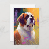 サンベルナルドッグポートレート絵を描ズペット サンキューカード (正面/裏面)