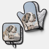 サンベルナルド絵を描ズラフセントオリジナルドッグアート 鍋つかみ&鍋敷きセット (正面/裏面)