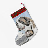 サンベルナルド絵画ズ – かわいいオリジナルドッグアート スモールクリスマスストッキング (裏面 (吊り時))