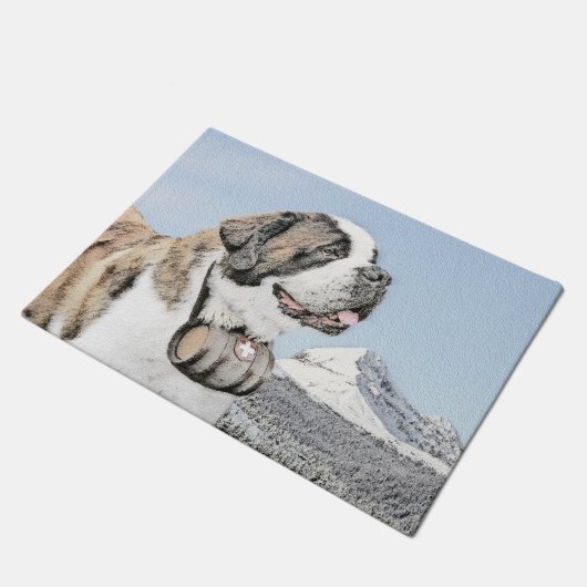 サンベルナルド絵画ズ – かわいいオリジナルドッグアート ドアマット (アングル)