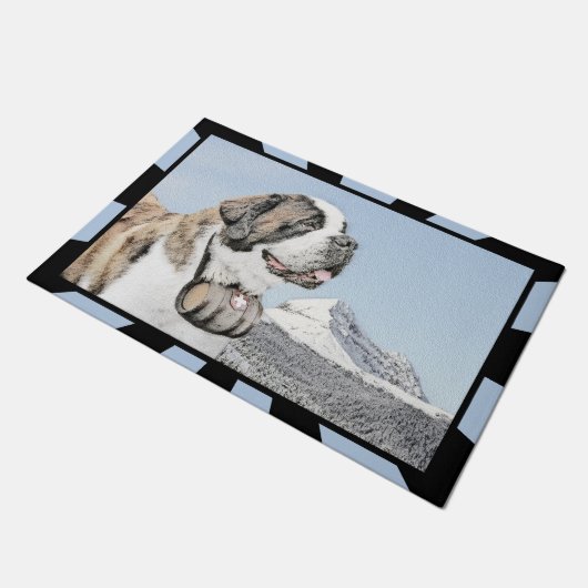 サンベルナルド絵画ズ – かわいいオリジナルドッグアート ドアマット (アングル)