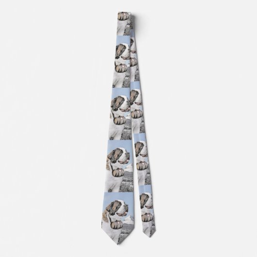 サンベルナルド絵画ズ – かわいいオリジナルドッグアート ネクタイ (正面)