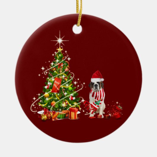 サンベルナールとハットスカフクリスマス セラミックオーナメント (正面)