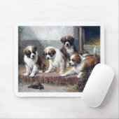 サンベルナール峠の子犬のカメのかわいい絵画犬 マウスパッド (マウス)