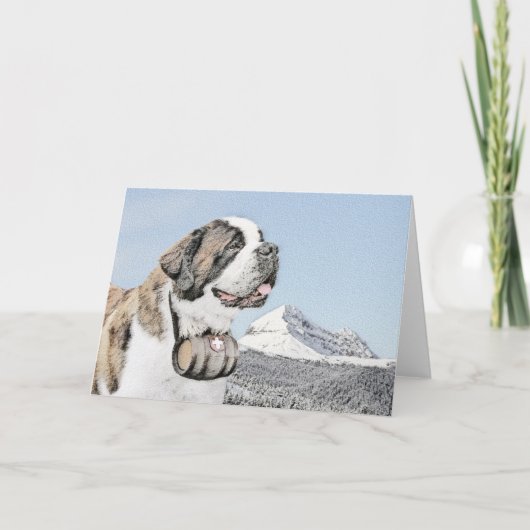 サンベルナール峠の絵画-かわいい元の犬の芸術 カード (正面)