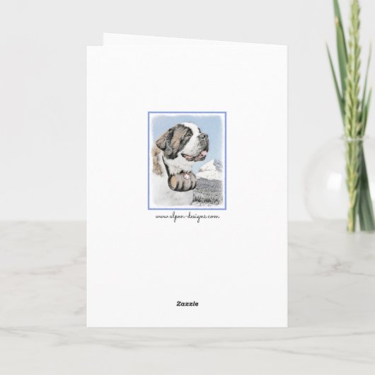 サンベルナール峠の絵画-かわいい元の犬の芸術 カード (裏面)