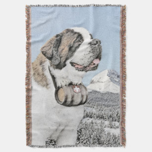 サンベルナール峠の絵画-かわいい元の犬の芸術 スローブランケット