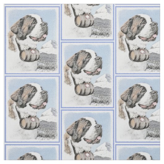 サンベルナール峠の絵画-かわいい元の犬の芸術 ファブリック (見本)