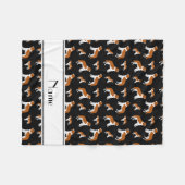 サンベルナール峠パーソナライズな一流の黒い犬 フリースブランケット (正面(横))